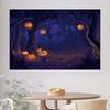 1 Halloween pumpkin forest background with little ghost lights and a dark forest  no need for power Halloween decorations