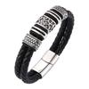 Genuine Braided Men Leather Bracelet Charm Stainless Steel Bracelets Fashion Jewelry Male Gift