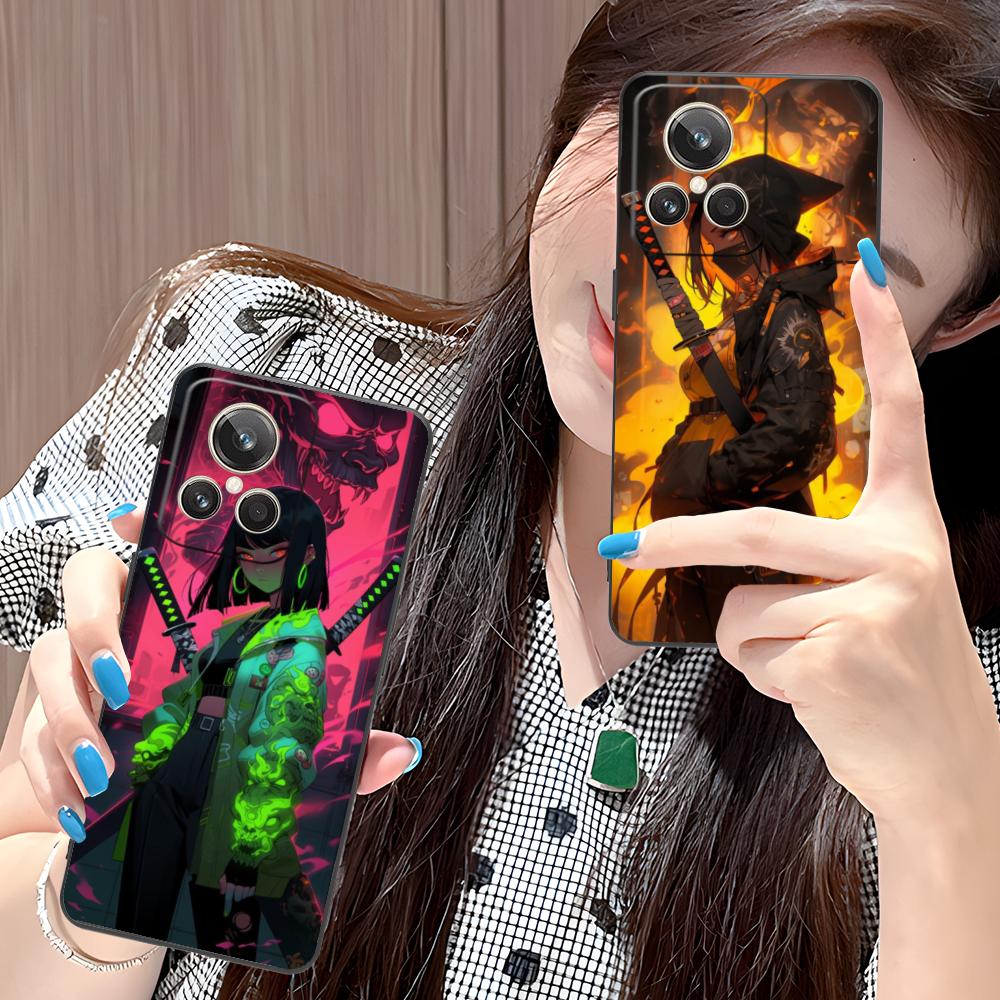 Чехол для мобильного телефона с аниме-девушкой для Realme GT 8 Neo Pro C75 73 71 C67 65 C55 53 C35 31 C20 15 Цветной печатный чехол Красивый