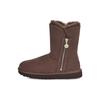 Other Warm Non-Slip Solid Color Flat Zipper Mid-Calf Snow Boots Women Snow Boots Chestnut 1112480-BCDR