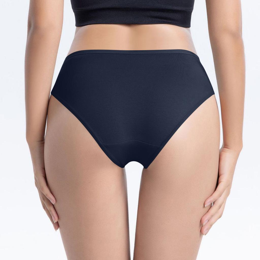 Women's Oversized Buttocks, Solid Cotton Mid Waist, Breathable Underwear