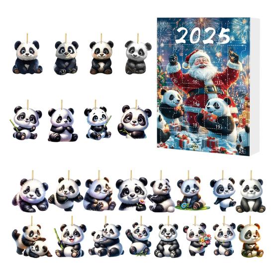 2025 Рождественский Панда Адвент-календарь Мультяшный 2D Акриловый Подвеска Панда Календарь Обратного Отсчета Многофункциональные Домашние Украшения