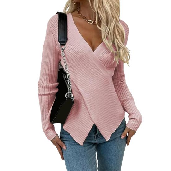 Женский сексуальный свитер с V-образным вырезом, облегающий свитер с длинным рукавом, мягкая дышащая ткань, свитер, осенняя одежда