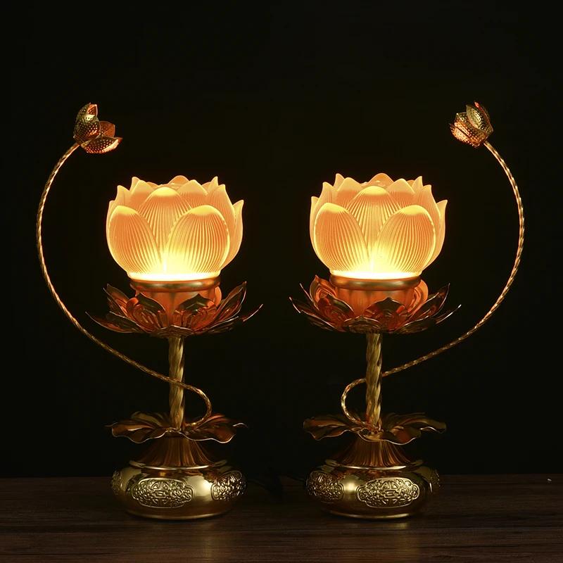 2pcs Lantern Lotus Shaped Flower Simulated Candlestick Ancestral Hall Supplies Pray for Auspiciousness Temple Home Decoration