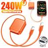 240 В Быстрая зарядка Type C на Type C Выдвижной кабель для iPhone 15 16 17 Samsung Xiaomi Huawei Ноутбука Портативное зарядное устройство Дата-кабель