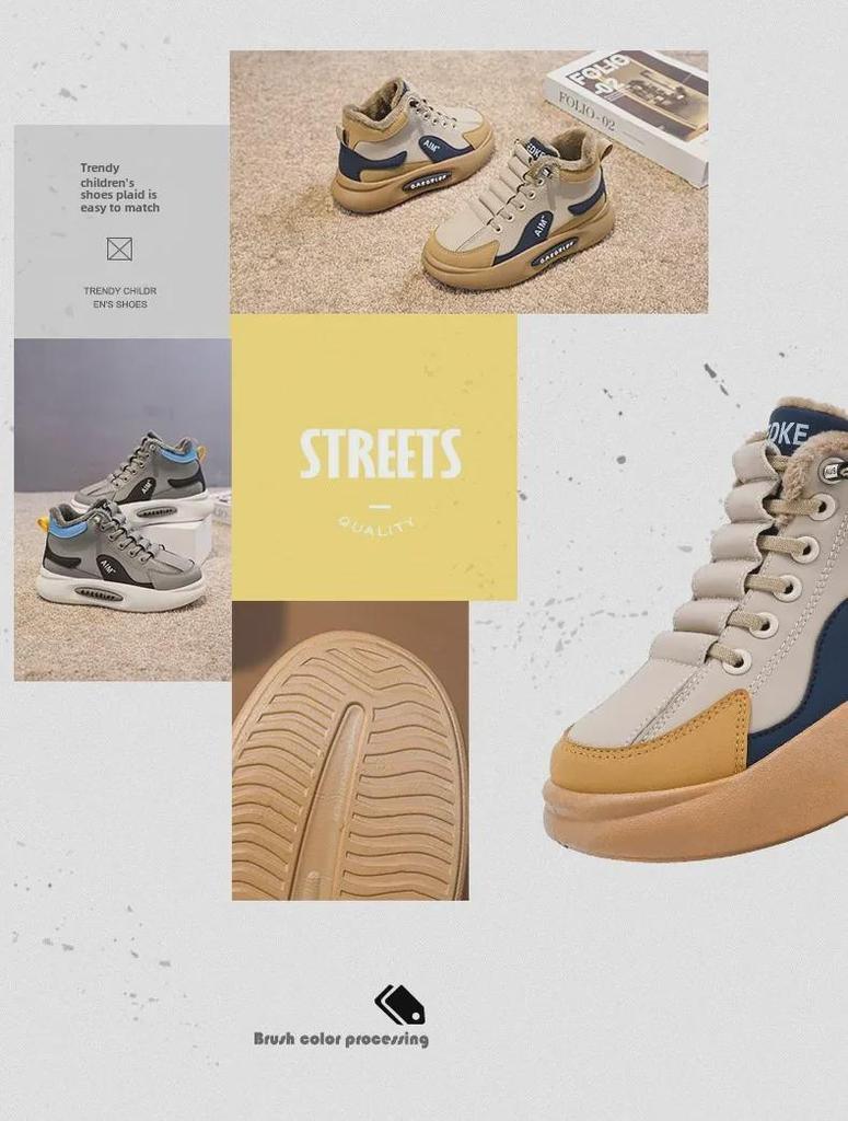 Men's and Children's Versatile Velvet-Lined Trendy Casual Sports Shoes for Autumn/Winter 2023