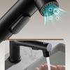Pull-Out Bathroom Faucet with 3 Spray Modes, Ceramic Cartridge Brass Mixer Tap, Up Spray Dental Function - Black/Silver