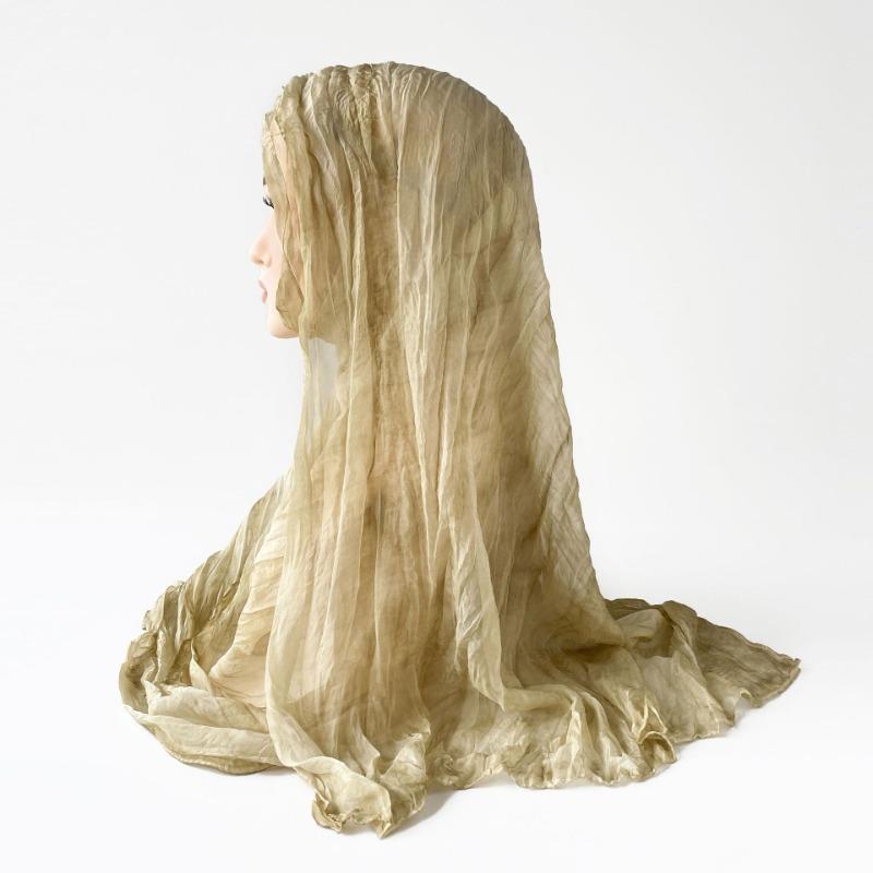 Spring and Summer Sun Protection Wrinkled Solid Color Scarf for Women Women with Headscarf for Women Southeast Asia Headscarf for Women