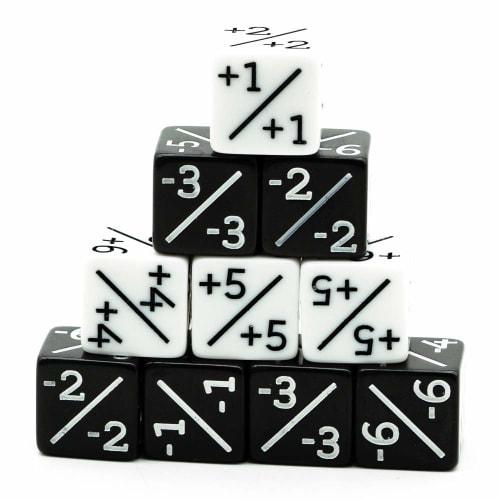 HDdais Dice Counter, D6 Dice, White +1/+1 and Black -1/-1, for Magic: The Gathering and Other Games, CCG MTG, CA501