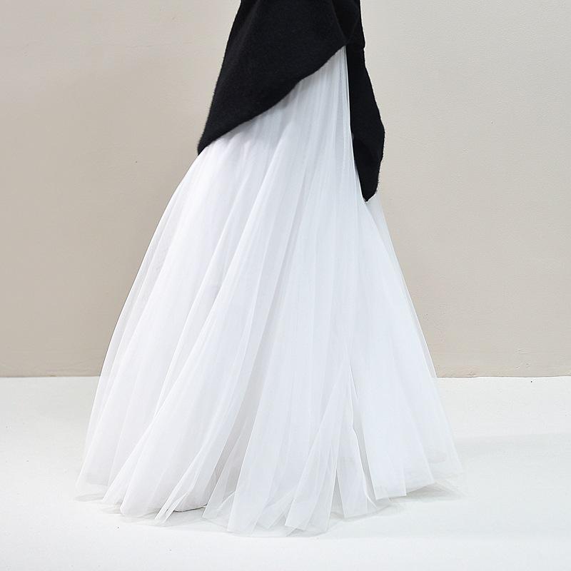 Женская летняя сетчатая марлевая юбка А-силуэта - Сказочный стиль, Широкий подол, Средняя длина, Стройнящая, Подчеркивающая темперамент