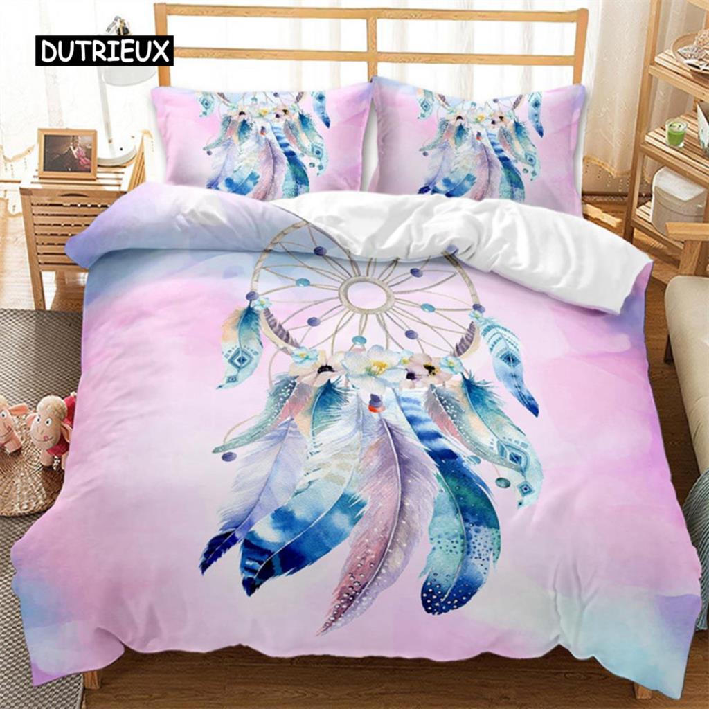 Пододеяльник Dreamcatcher Bohemia Mandala Floral Feather Комплект постельного белья King Single для детей и взрослых Микрофибра Starry Sky Пододеяльник