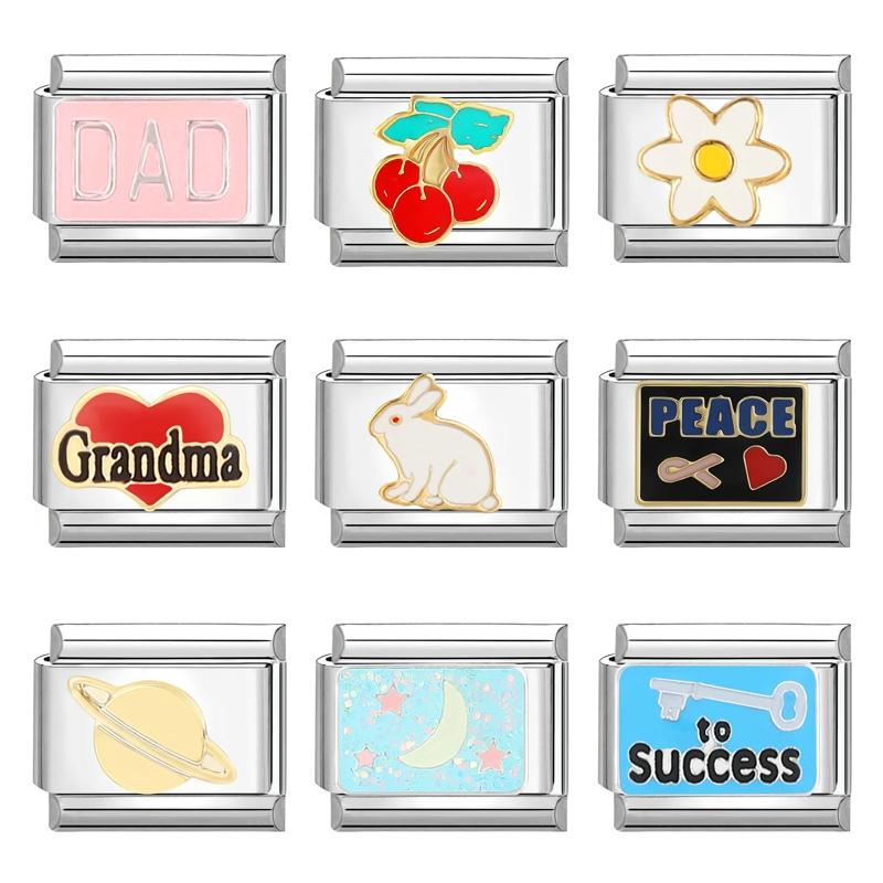 Модный бургер подсолнух ракетное сердце итальянские очаровательные звенья квадратные бусины подходят для 9 мм итальянского браслета из нержавеющей стали DIY изготовление подарков