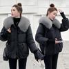 Свободная Зимняя Модная Куртка с Меховым Воротником с Подкладкой Женская Осенне-Зимняя Короткая Куртка