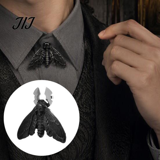 Dark Grunge Style Clothing Hardware Vintage Moth Button Covers, Gothic Skull Snap on Shirt Non Sew Covers for Cuffs Metal Cufflinks Accessories Collar