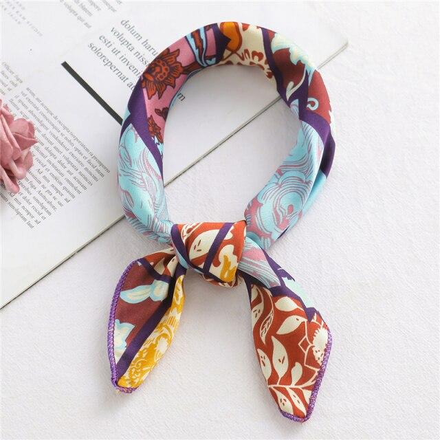 2021 Small Size Women Scarf Fashion Print Silk Scarves Square Neck Office Satin Handkerchief Bandana Foulard