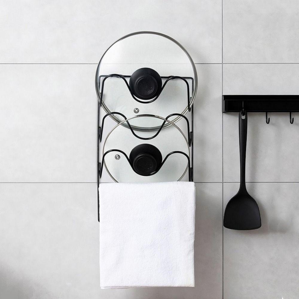 Iron Pot Lid Storage Rack Wall Hanging Pan Cover Storage Holder Cutting Board Holder Cabinet