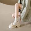 Mary Jane Shoes Women's Spring New Fashion High-heeled Bow Platform Thick Heel Pearl with Skirt Small Leather Shoes