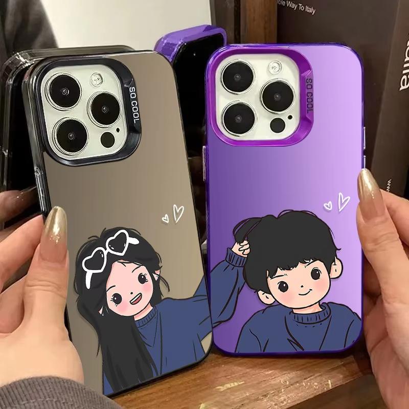Милая пара Чехол для телефона с парой Для iPhone 17 Air 16e 15 14 13 12 11 Pro Max Plus Mini SE Противоударный Матовый Задняя крышка