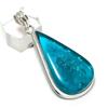 Blue Amber Gemstone Handmade 925 Sterling Silver Jewelry Pendant 2.25" K7a91