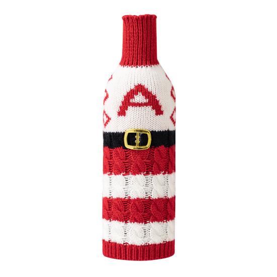 Рождественский чехол для бутылки вина, многоразовый вязаный чехол с буквами, праздничный декор стола