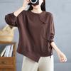 Dimanaf 2025 Новый Большой Размер Весна Женщины Полный Рукав Свободные Повседневные O-образный вырез Базовые Топы Оверсайз Однотонные Футболки Новый Пуловер