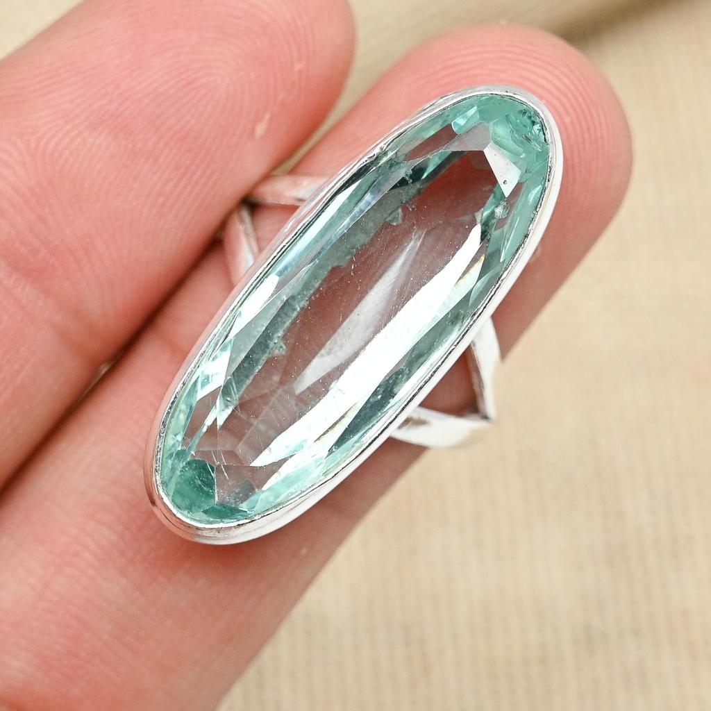 Аква Апатит Драгоценный камень Твердые стерлингового серебра 925 ручной работы Изящный кулон для нее