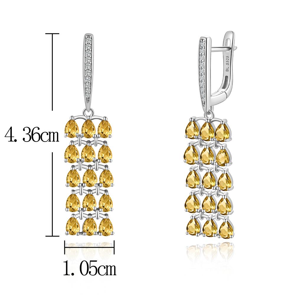 Потрясающие дизайнерские шикарные серьги с болтающейся застежкой, серебряные серьги с цитрином для женщин, модные натуральные ювелирные изделия, подарок на свадебный фестиваль