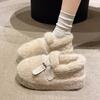 Белые плюшевые туфли на толстой подошве с одной педалью Европейские плюшевые туфли Детская плюшевая обувь 2025 новая обувь из хлопка Doudou на осень и зиму