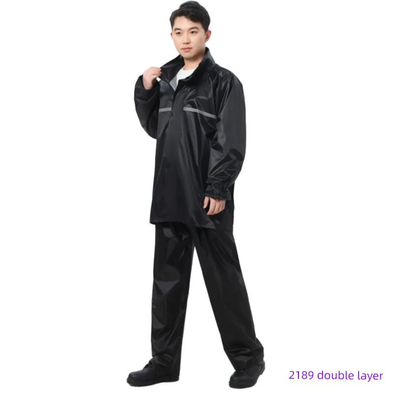Yanwang Motorcycle Electric Bike Raincoat Rain Pants Thick Fashion Reflective Stripe Adult Men and Women Riding Separates Suit