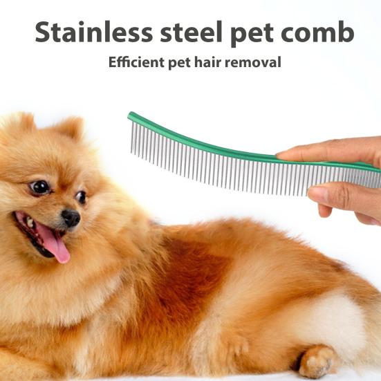 Расческа для вычесывания шерсти домашних животных, изогнутая расческа из нержавеющей стали для ухода за собаками, щетка для удаления шерсти домашних животных для длинношерстных собак и кошек