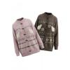 HeyHenry Vintage Sheep Jacquard Cardigan Women Loose Knit Coat Fall Winter Lazy Style Horn Button Sweater