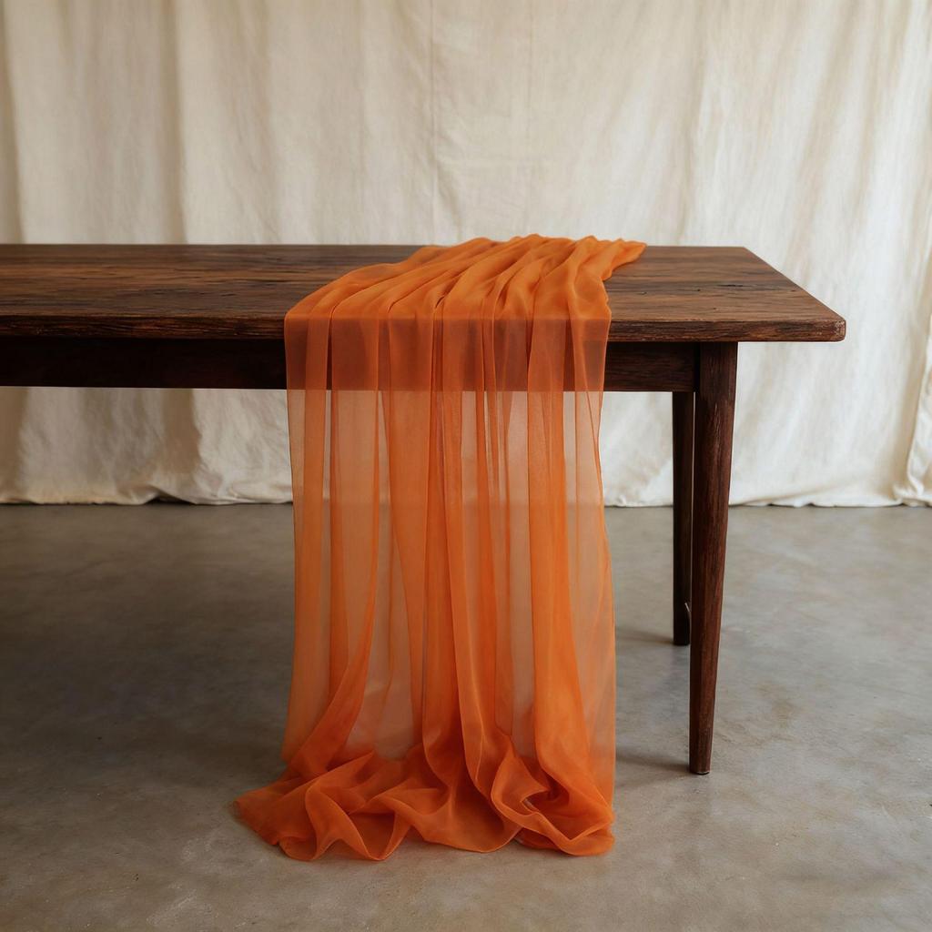 Nordic Wedding Voile Table Runner: Solid Chiffon Crepe Decoration for Dining and Parties