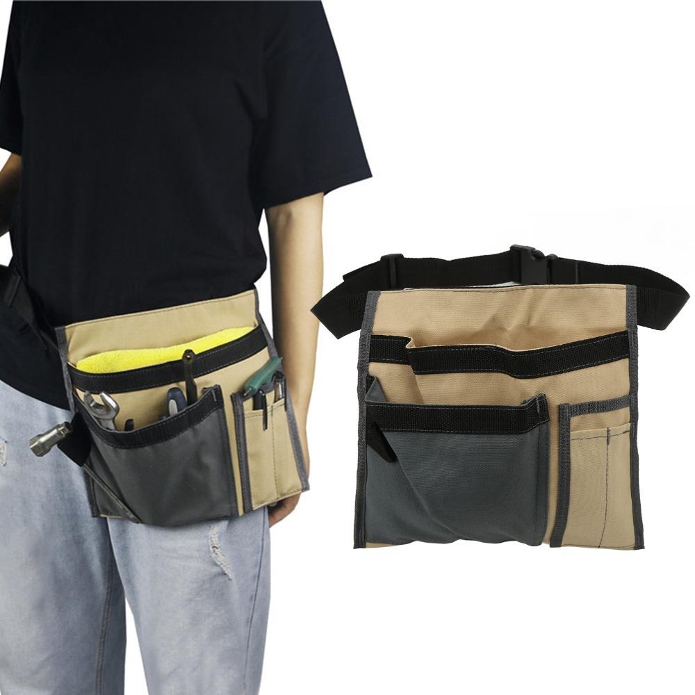 Adjustable Belt Waist Hanging Bag 5-Pocket Canvas Organizer Durable Storage Bag Carpenter Work