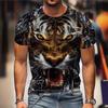 Мужская футболка с принтом в виде тигра, с круглым вырезом, 3D-принтом, повседневная, с коротким рукавом, дизайн одежды с принтом