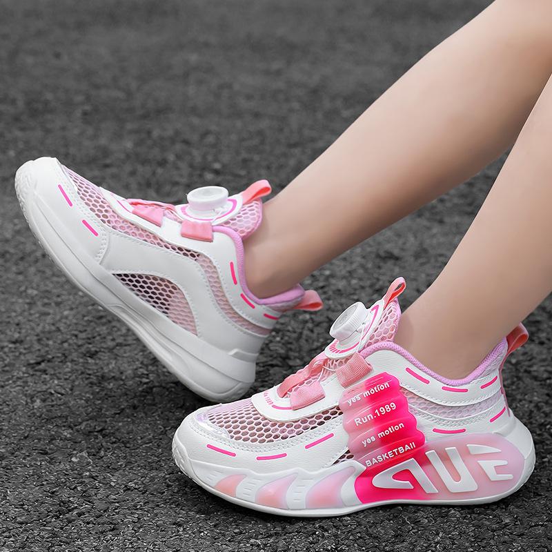 Одноклассники Мальчики Осень 2025 Новые Детские Вращающиеся Кнопки Папины Кроссовки Средние и Старшие Дети Беговые Дышащие Весна и Осень