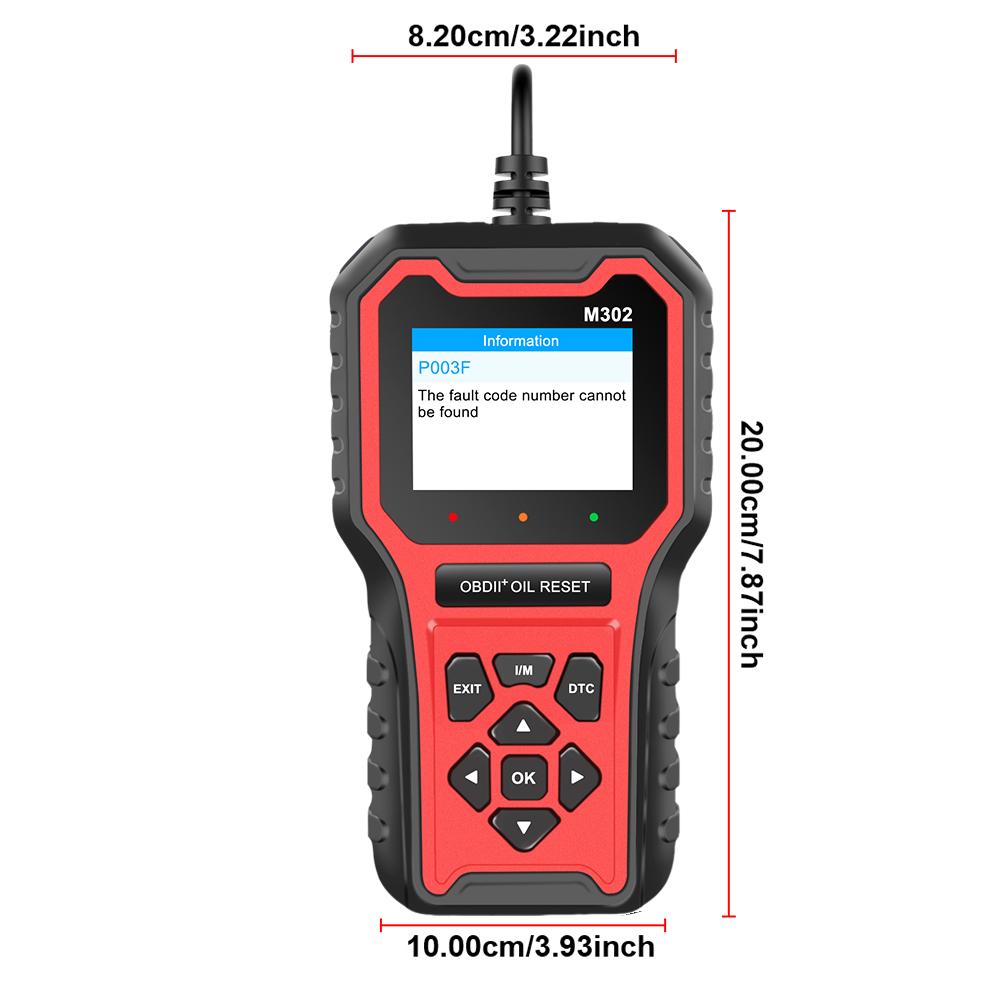 Прозрачный считыватель кодов неисправностей Многоязычный M302 Инструмент для диагностики автомобильных неисправностей Автомобильный OBD2 сканер Автомобильные аксессуары