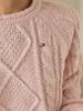 SORRY, TOO MUCH LOVE Raglan Cable Wool Knit Pullover_Pink