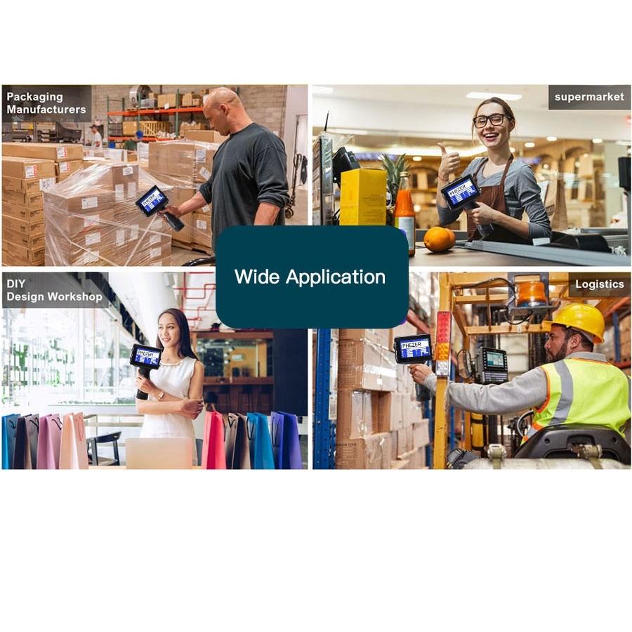 2~12.7мм Регулируемый Принтер для Печати Этикеток QR Штрих-код Номер Партии Дата Изготовления Принтер Портативный Ручной Струйный Принтер