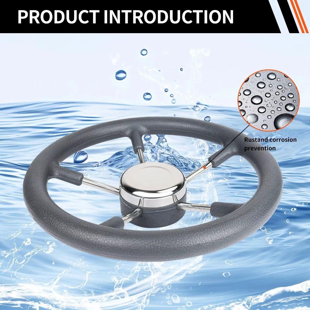 Black Foam Grip Marine Steering Wheel Stainless Steel Destroyer Steering Wheel  Pontoon Boat