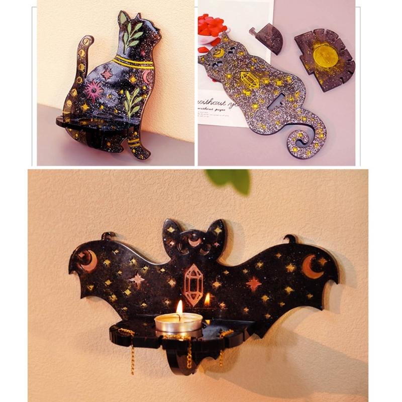 Подставка для бит для кошек Формы для подсвечников Смола Эпоксидная форма для литья для DIY Подсвечник Поднос для украшений Свадьба Дом Настенный декор