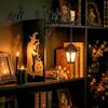 Matte Black Iron Book Holder Decorative Bookshelf Light Vintage Library Lantern Reading Lights for Bookworms LED Table Lamp with Bookends