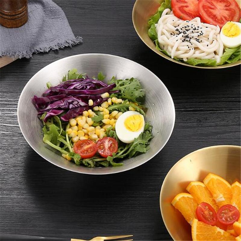 Золотая миска для рисового супа, миска из нержавеющей стали, медная корейская салатница, посуда, однослойная фруктовая салатница