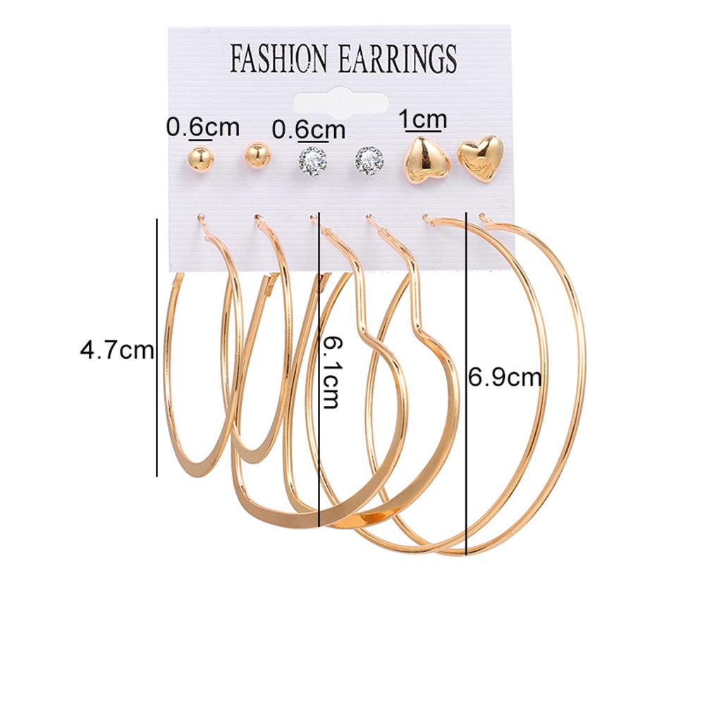 Women Oversized Round Hoop Earrings Set Vintage Gold Color Circle Earrings Fashion Statement Earrings Bohemian Jewelry