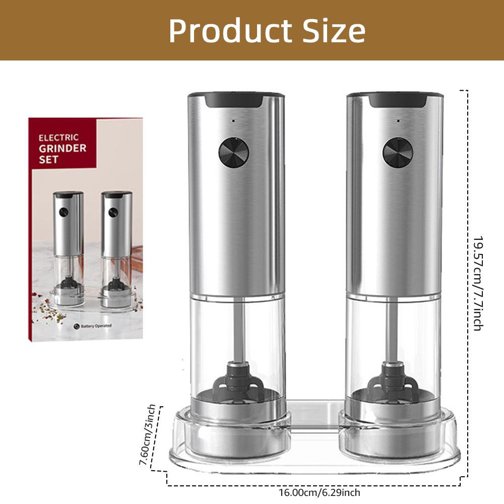 Electric Pepper Grinder Spice Grinders Automatic Salt Mill Adjustable Coarseness Refillable Mill Battery Powered Kitchen Tool