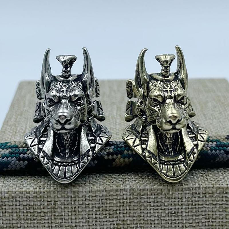 Древний Египет Смерть Бог Шакал Голова Латунь EDC Нож Бусины Diy Паракорд Плетеный Шнур Подвески Ювелирные Изделия Аксессуары Для Отдыха На Природе