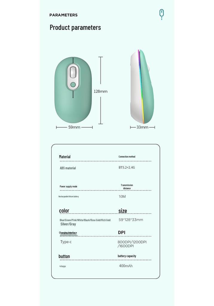 Беспроводная Bluetooth-мышь для офиса, двойной режим, бесшумная, цвет макарон