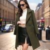 YYFS Women's Fashion Casual Fall Winter Solid Color Print Long Sleeve POLO Neck Coats