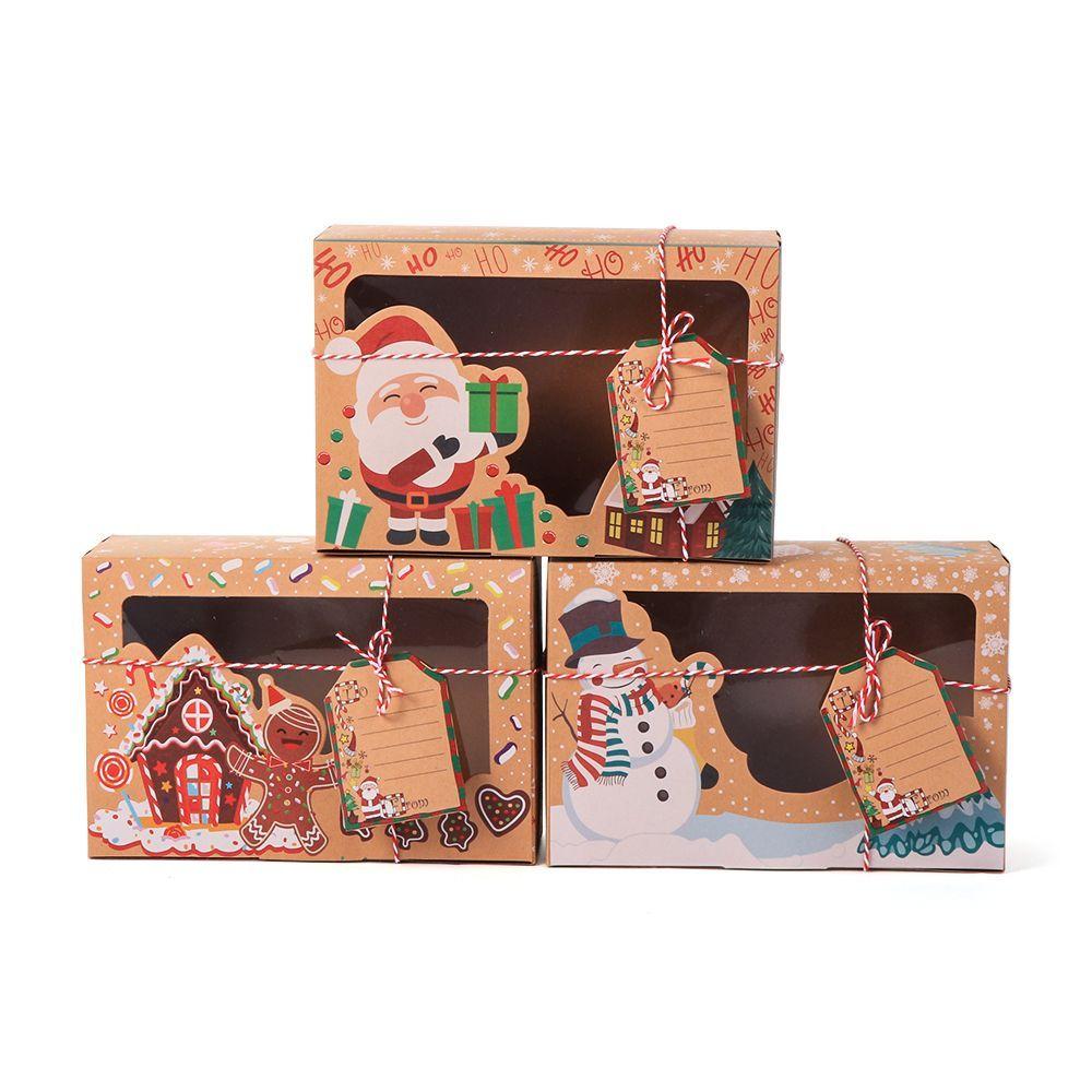 Подарочная упаковка Подарочный пакет Рождественские пакеты для конфет Упаковка для печенья Крафт-бумага Коробки для конфет Рождественские подарочные коробки