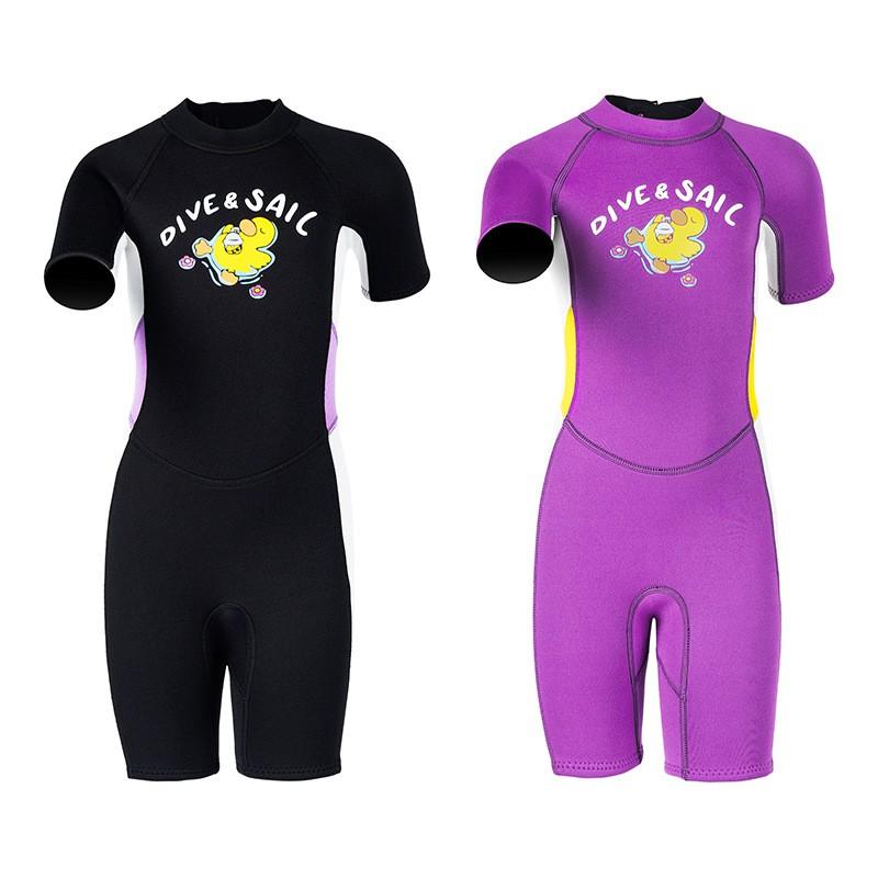 Kids 2.5mm Neoprene Wetsuit Short Sleeve Full Body Swimwear Snorkeling Surfing Swimming Warmth Protection