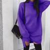 Winter Warm Long Sleeve Women Knitted Slit Sweater Dress  Turtleneck Sweaters  Female Clothes